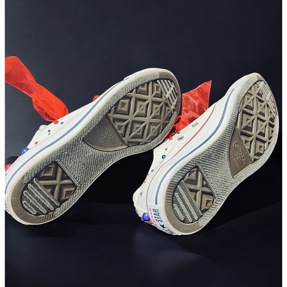 Converse Chuck Taylor Custom Bedazzled Patriotic Red White Blue USA M5 W7 - Picture 9 of 12
